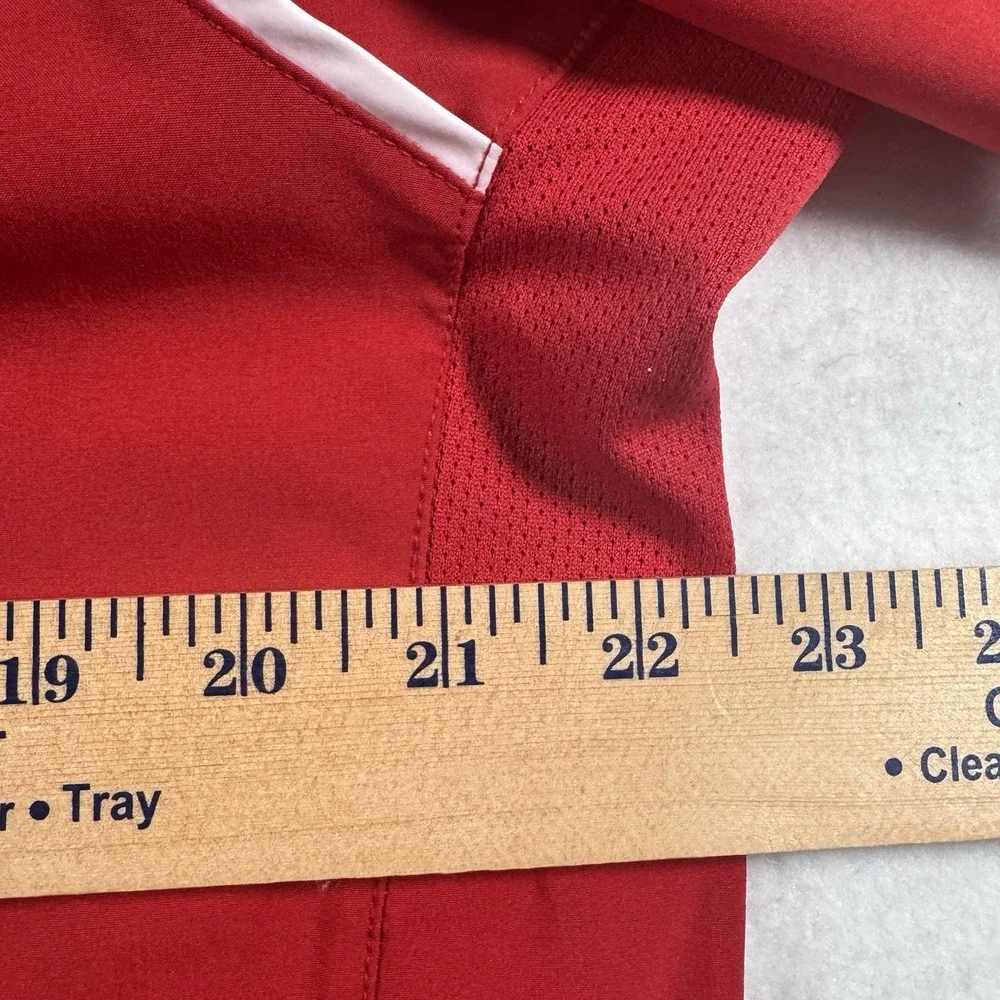 Adidas 1/4 Zip Windbreaker Shirt Mens Small Red‎ Short Sleeve Ventilated Sport